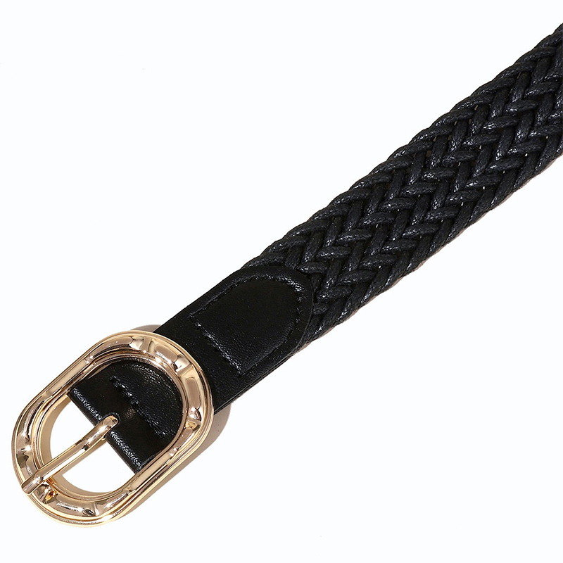 Cinturón trenzado de cuerda de cera para mujer, faja con hebilla dorada de Simple de , accesorios para vestido vaquero Retro gótico, pretina