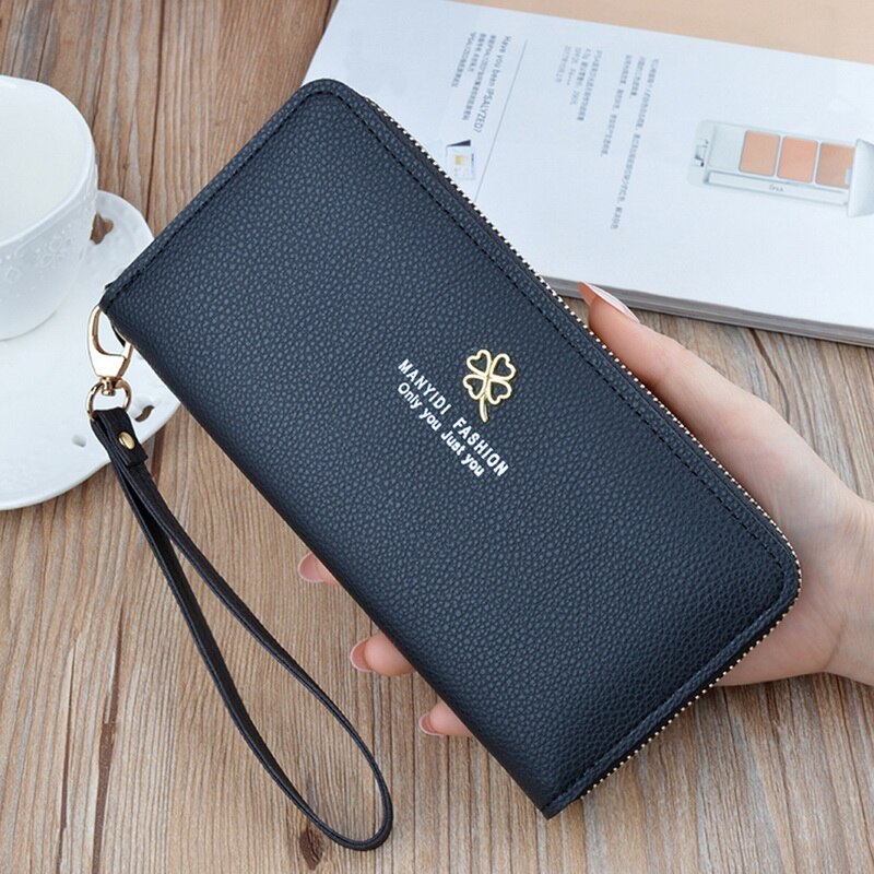 Women Long Wallet With Tassel Leather Cluths Multi-function Ladies' Card Holder Female Coin Purse Wallet: 8