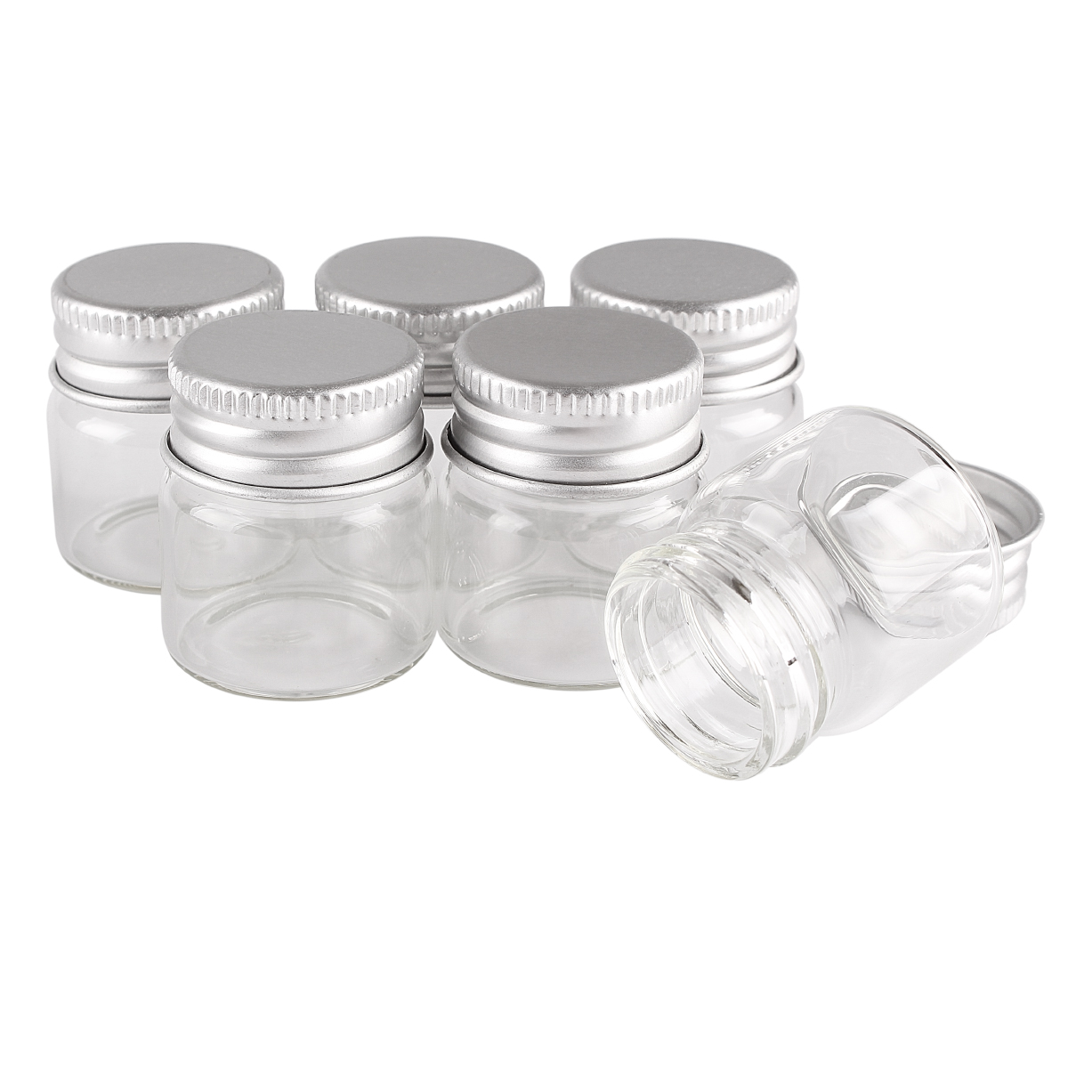 Botellas de vidrio transparente con tapas de aluminio, CON POCIÓN frascos de vidrio, viales de botella de cristal para recuerdos de boda, 7ml, 27X30mm, 5 uds.
