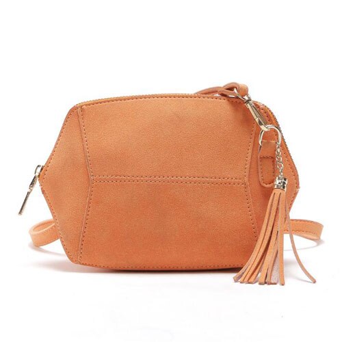Dames schoudertas luxe mat pu leer snoepkleur stijlvolle schelp messenger crossbody kwast dames handtas: Oranje