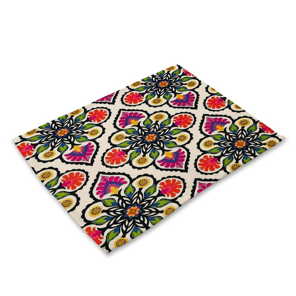 Tafelmat met bloemenpatroon, mandala-bloem, servet voor bruiloft, keukendecoratie, placemat, eetkameraccessoires: Mp00374