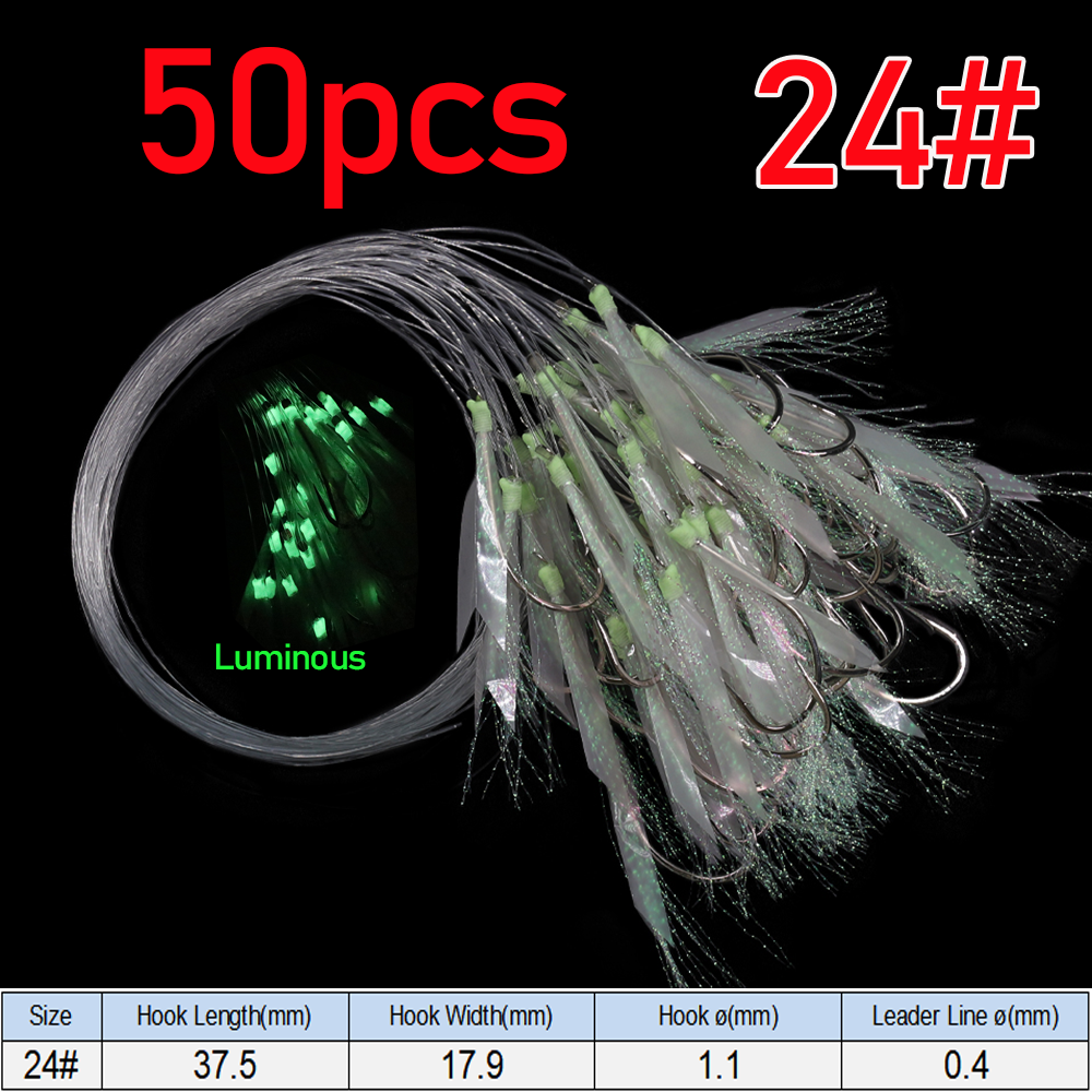 Lionriver Sabiki-señuelo de pesca suave, cebo Flash, piel de pescado, oropel de cristal, anzuelos de cuerda luminosos con púas, pesca en agua salada: Verde claro