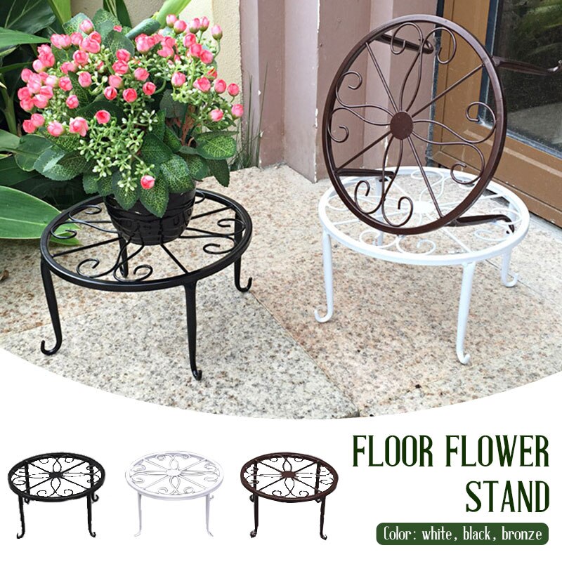 Maceta de hierro forjado para jardín, estante redondo para flores, estilo clásico, para balcón, decoración del hogar
