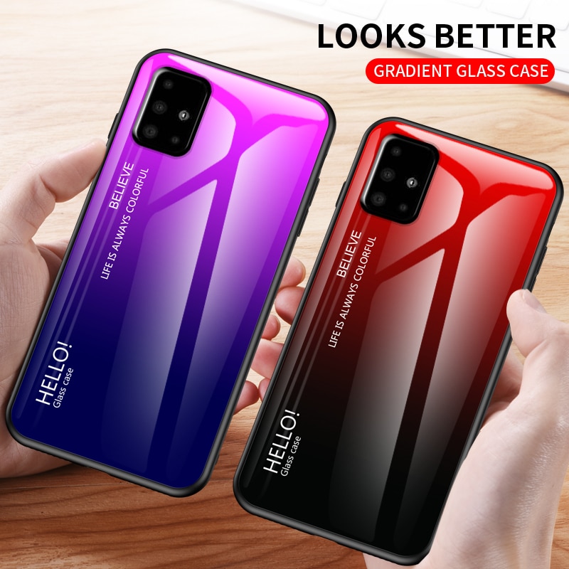 For Samsung Galaxy A51 Case Tempered Glass Luxury Gradient Soft Silicone Frame Cover For Samsung Galaxy A51 A71 Phone Case