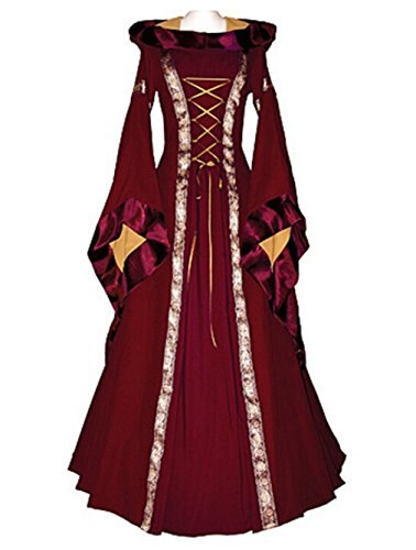 Vrouwen Bell mouwen gebundeld corset Lace up middeleeuwse Renaissance vintage jurk middeleeuwse kostuum prestaties kleding