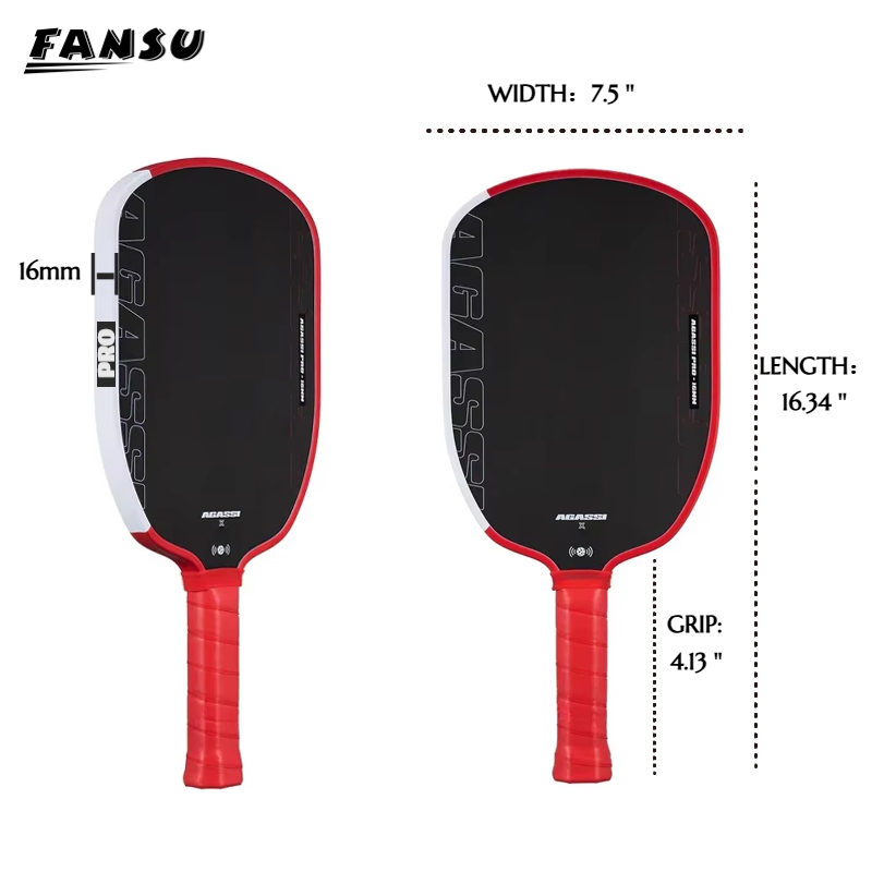 Agassi pro  iv 16 mm pickleball paddle gen 4 tfp foam core  t700 carbon fiber pickleball racket increases spin and control