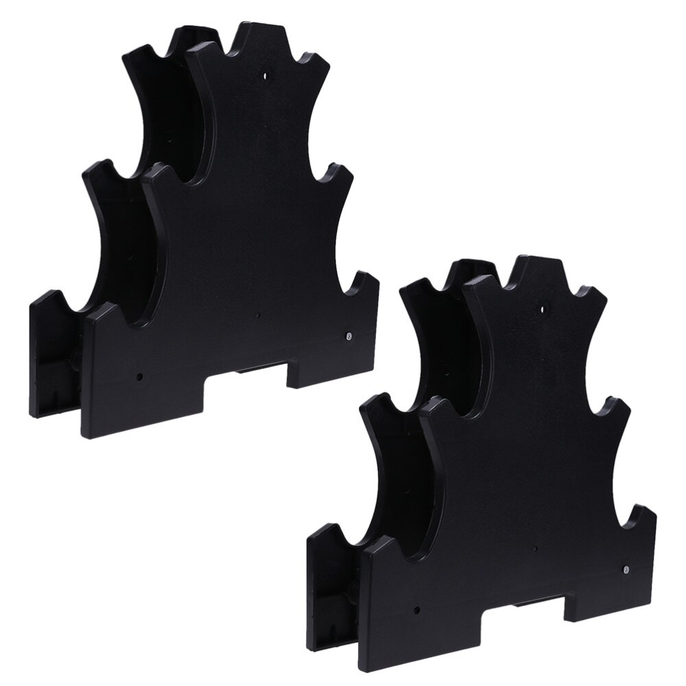 2pcs 3-Tier Dumbbell Storage Rack Tree Stand Dumbbell Holder (Black)