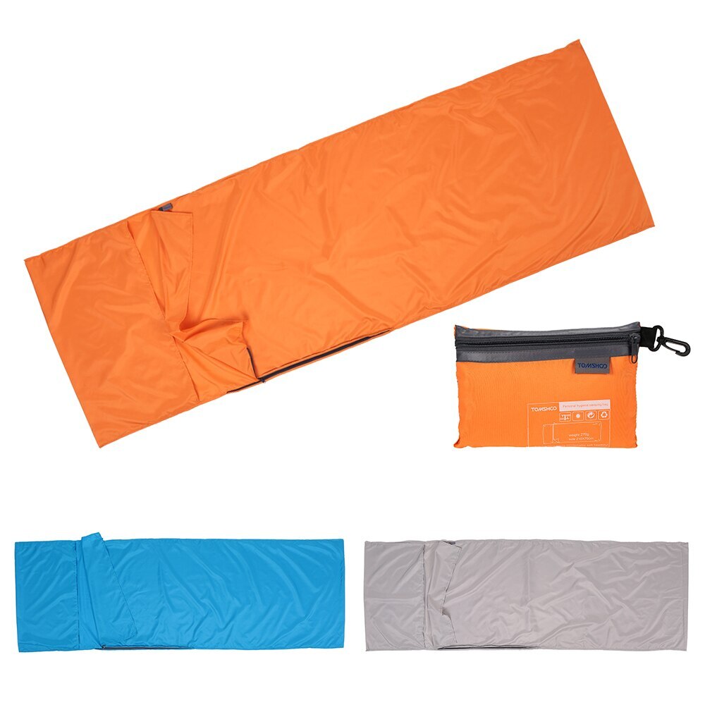 Tomshoo kampeerslaapzak, lazy bag 70*210cm outdoor hiking polyester pongee gezonde slaapzakvoering met kussensloop