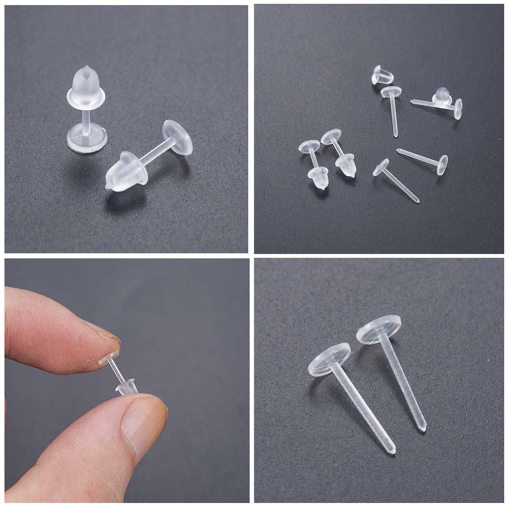 Pendientes de plástico antialérgicos, aretes transparentes de Color puro, piezas de joyería, 50 unids/lote por paquete