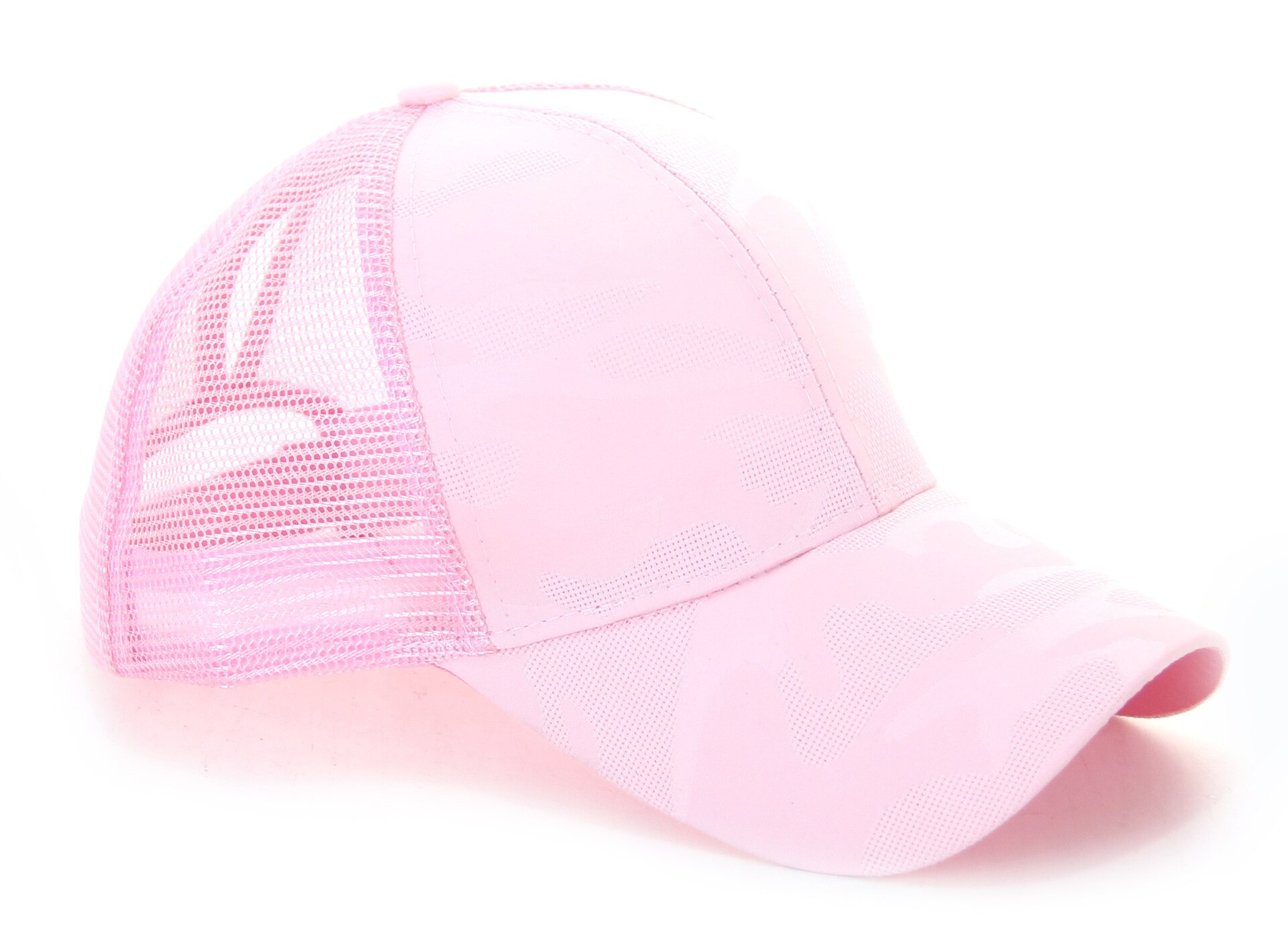 Mærke stil kvinder hestehale kasket rodet boller hestehue solid afslappet justerbar mesh baseball hat: Lyserød