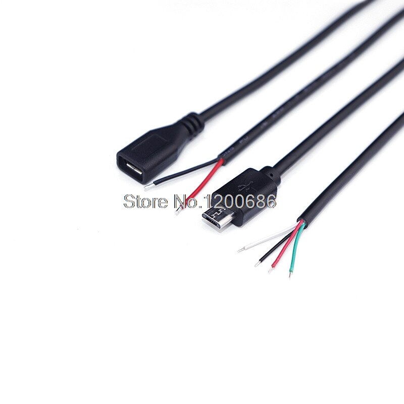 Micro USB Cable Pigtail 0.3M Micro 5pin USB Female Jack 4 wires Power Pigtail Cable Cord DIY