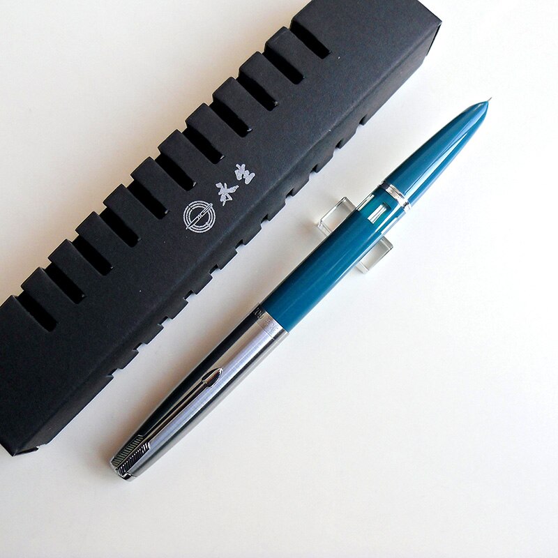 Yong Sheng 601 0.5mm Fine Nib Vacumatic Fountain Pen Metal+ABS Body Silver Cap: blue with window