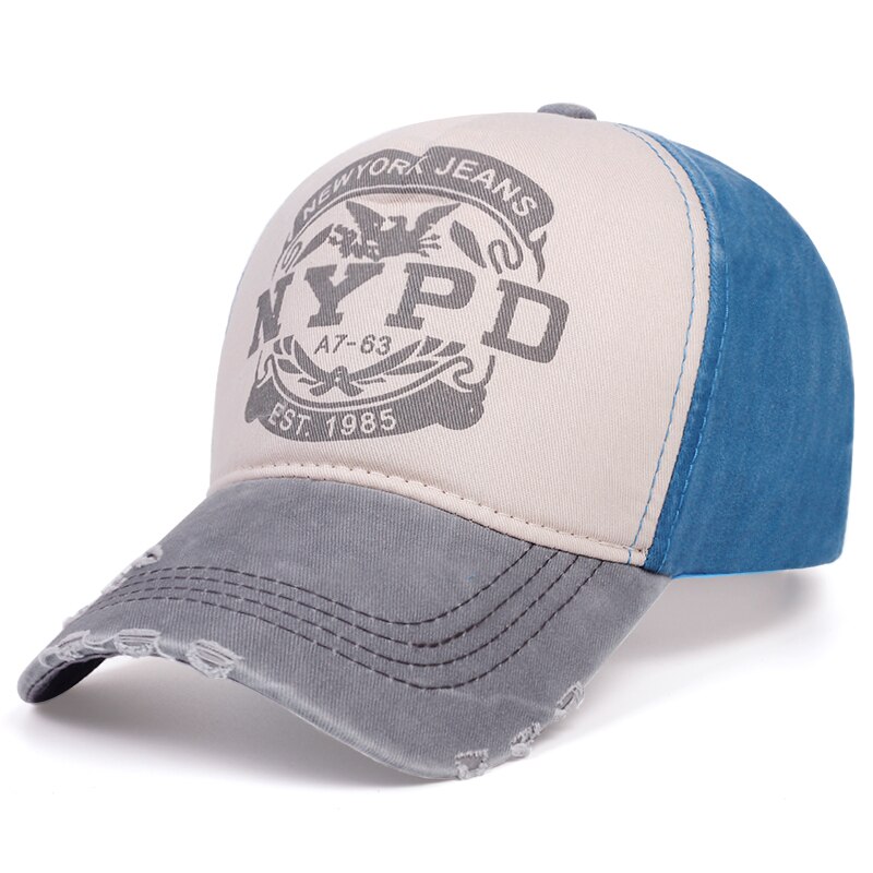 NYPD stampa Cappello Da Baseball EST 1985 Cotone Lavato cappello papà cappelli di sun di modo Regolabile Hip-hop cap Uomo Donna snapback Cappellini gorras: gray blue