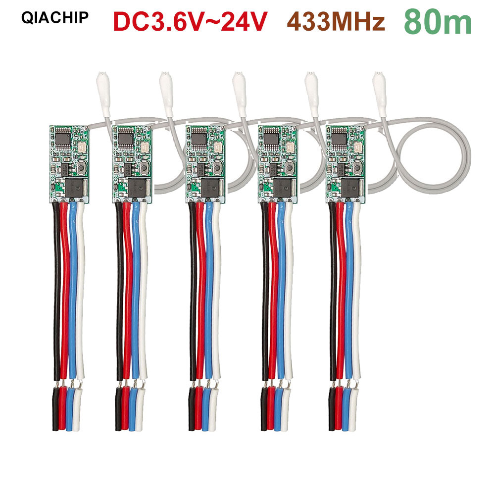 433mhz Bezprzewodowy pilot zdalnego sterowania RF DC 3.6V 5V 9V 12V 24V 1CH Mini przełącznik przekaźnika Kontroler lampy LED Mikroodbiornik Nadajnik DIY: green