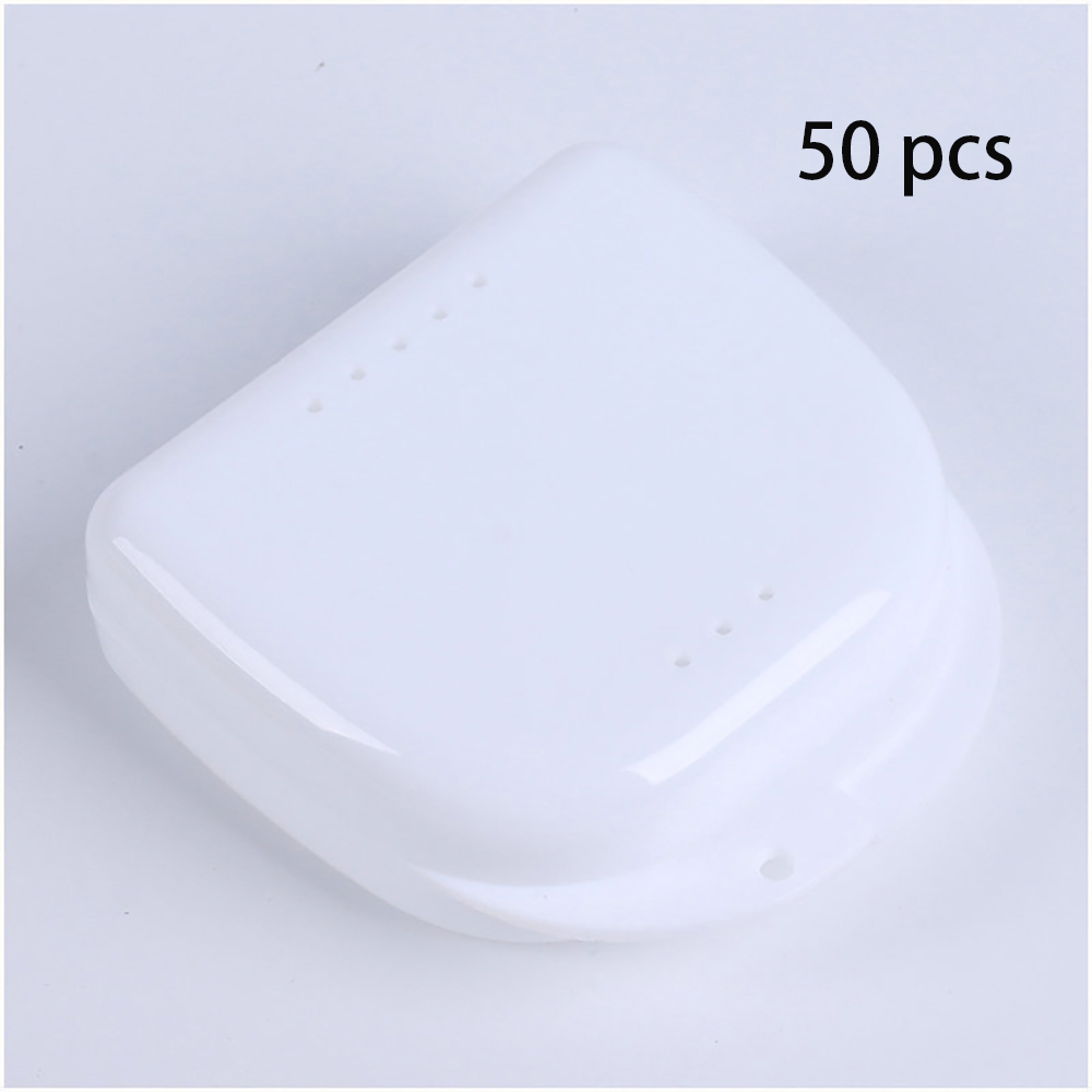50 stücke Prothese Kasten Tablett fallen Zahn Kieferorthopädische Halter Farbe tablett Lagerung Kasten Kunststoff Zähne Container Falsche Zähne Schutz: WEISS