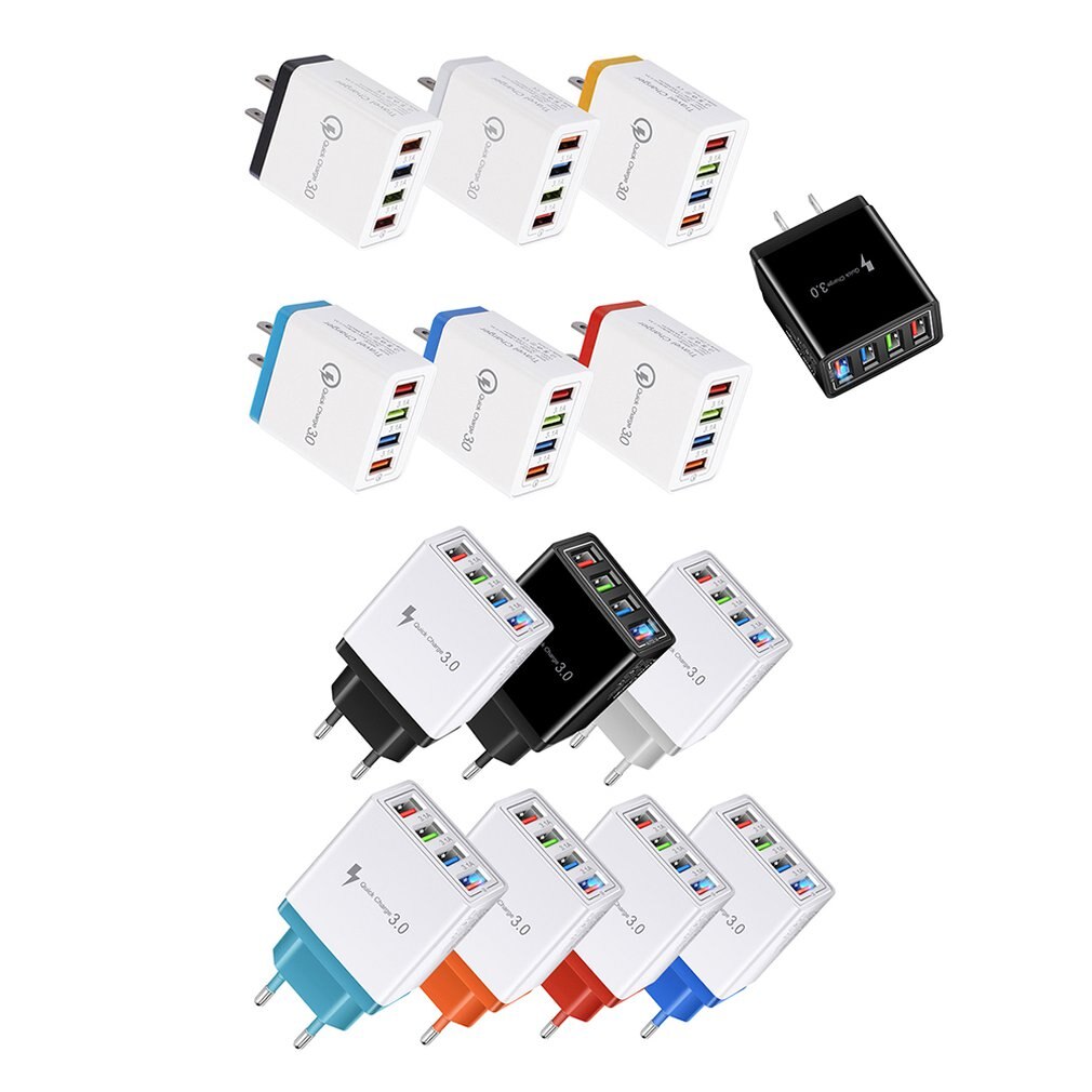 4 USB Port Charger 3.0 for iPhone Tablet Travel Charging Head Induction Mobile Phone Charger Adapter