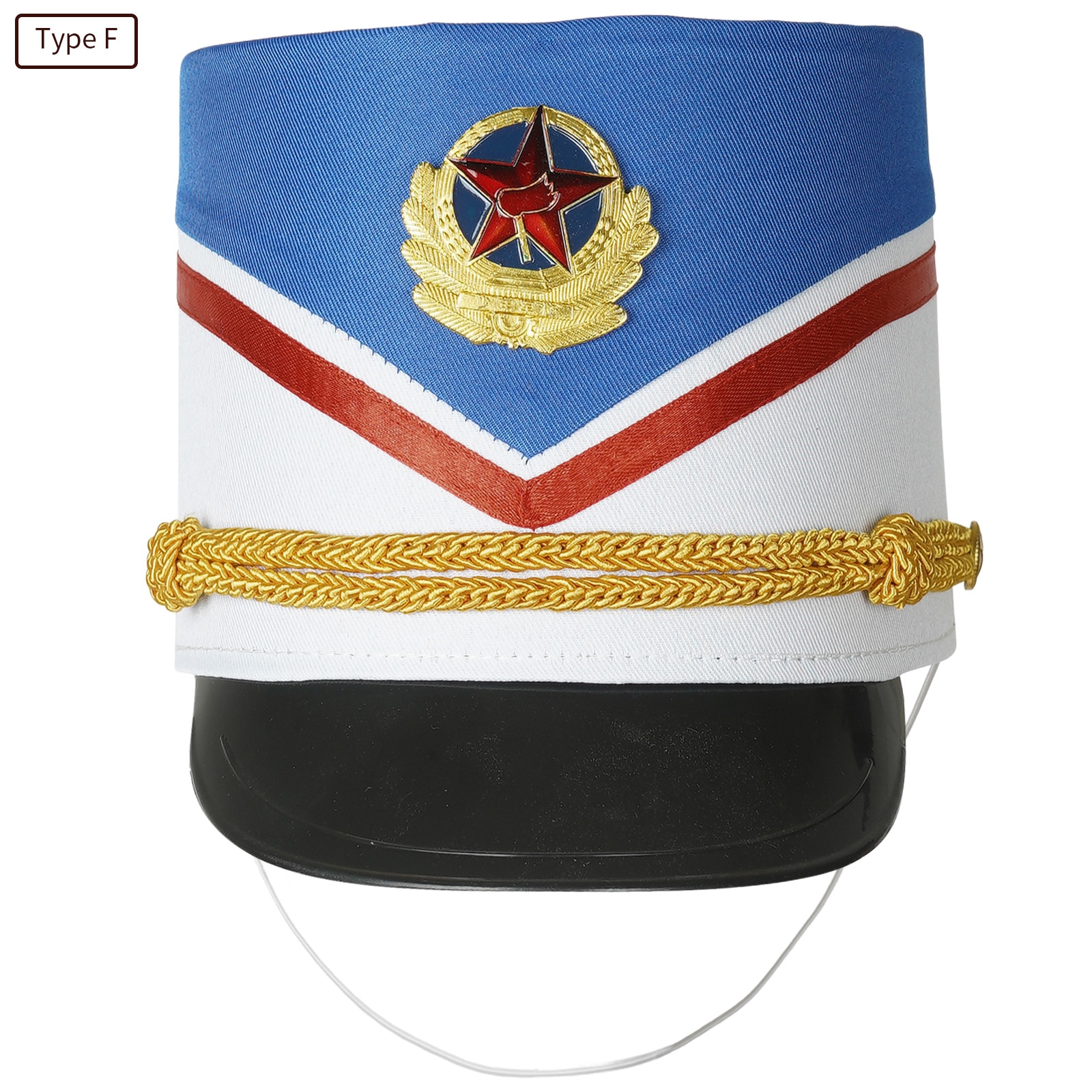 British Royal Guard Drum Head Hat Kid AdultHalloween Cosplay William Soldiers Students Brass Band Honor Guard Flag-Raiser Hat: Type F Blue