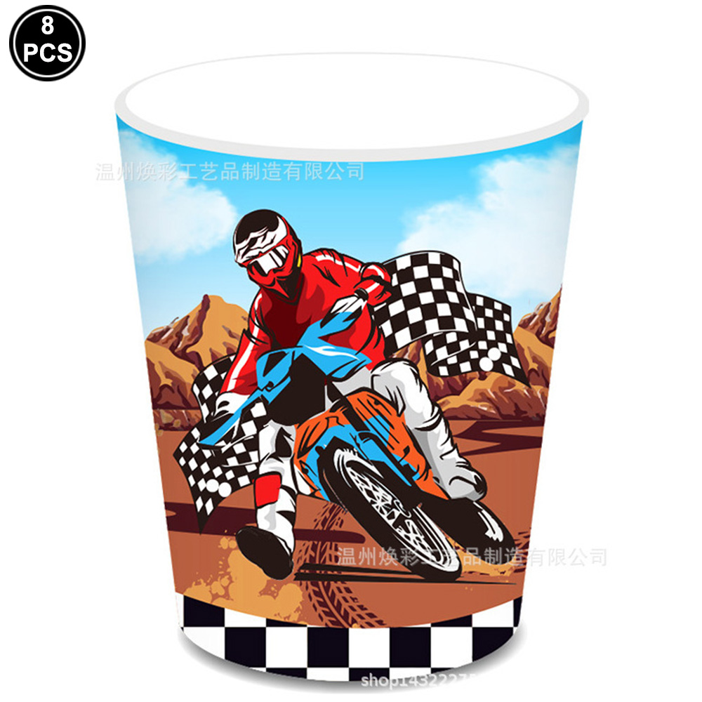 Motor Cross Party Disposable Tableware Paper Plates Cups Napkins Dirt Bike Party Supplies Kids Motorcycle Birthday Party Decor