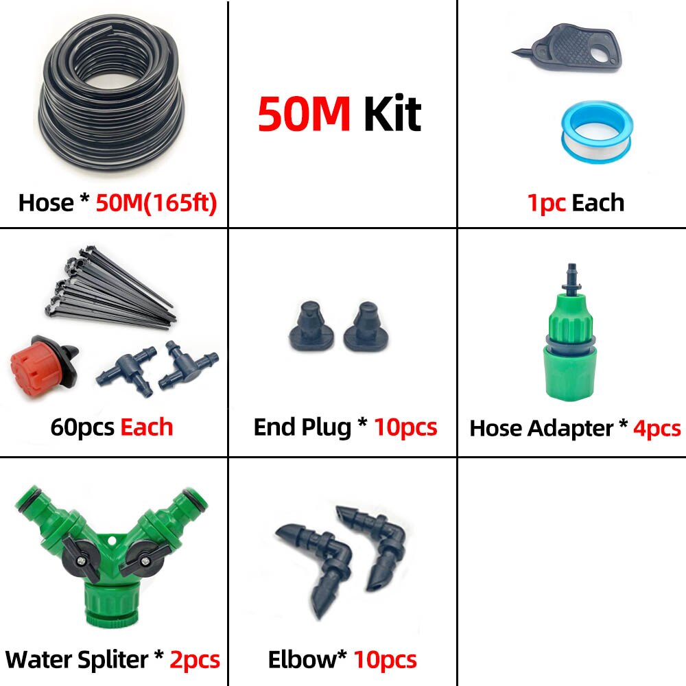 50M Plant Water Dripping System Plant Irrigation Drip Water Plant System Misting System Drip Watering System Micro Drip: Default Title