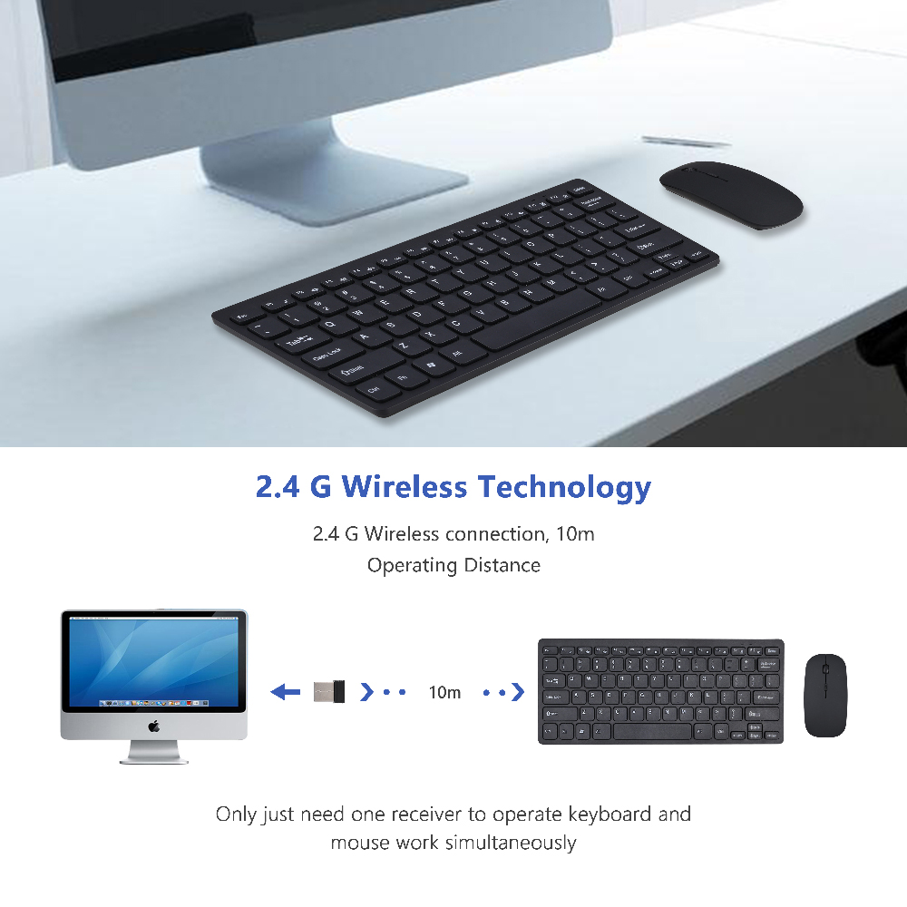 Mini Wireless Keyboard 2.4GWireless Keyboard For ipad Phone Tablet Rubber keycaps Rechargeable keyboard For Android ios Windows
