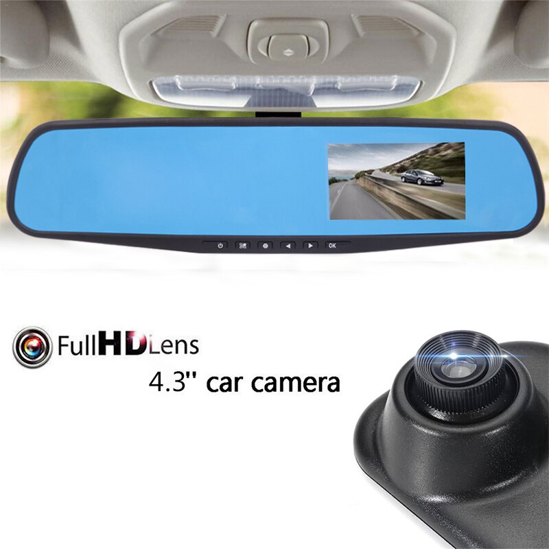 Full HD 1080p Dash Cam Car DVR Reverse Camera Auto 4.3 Inch Car Rear View Camera Mirror Digital Video Recorder Dual Lens