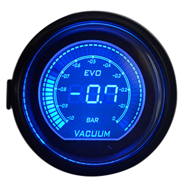 Dragon Gauge Universal 2&quot; 52mm Vacuum Gauge Blue/Red Dual Led Color Digital LED Light Gauge Meter