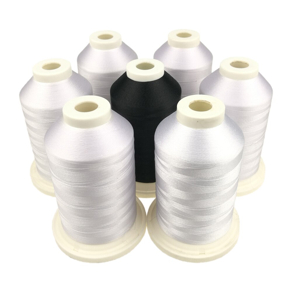 Sanbest 5000M Polyester Embroidery Thread Solid Black White Sewing Thread High Tenacity Threads 120D/2 DIY TH00025