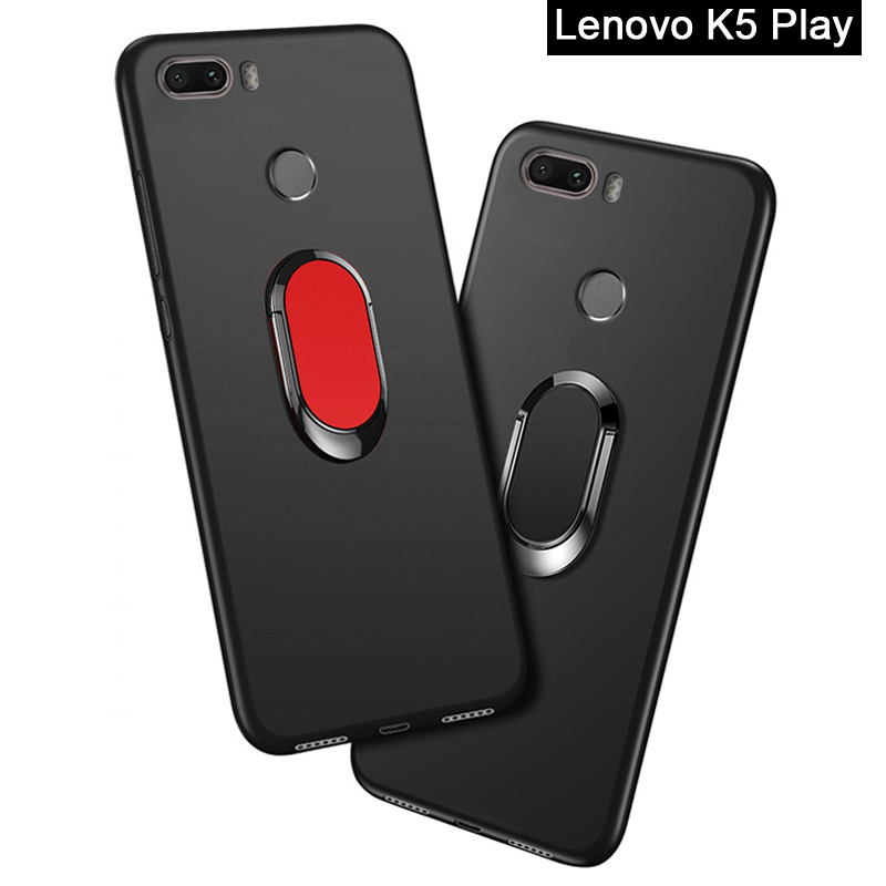 K5 Spelen Funda voor Lenovo K5 Play Case luxe 5.7 "Soft Black Silicone Magnetische Autohouder Ring Coque voor lenovo K5 Play Cover