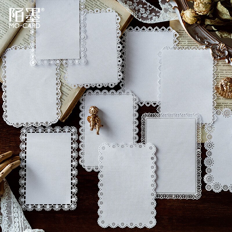 10 pcs White Lace Paper Loose Leaf Bullet Journaling handmade Homemade Lace Memo Pads Background paper Scrapbooking material