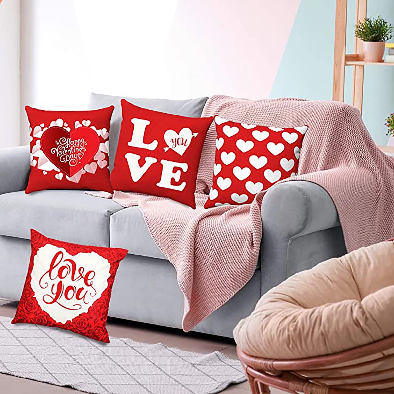 Brief Hart Gedrukt Kussensloop Valentijnsdag Decoratieve Kussensloop Kamer Decoratie Accessoires Kussenhoes