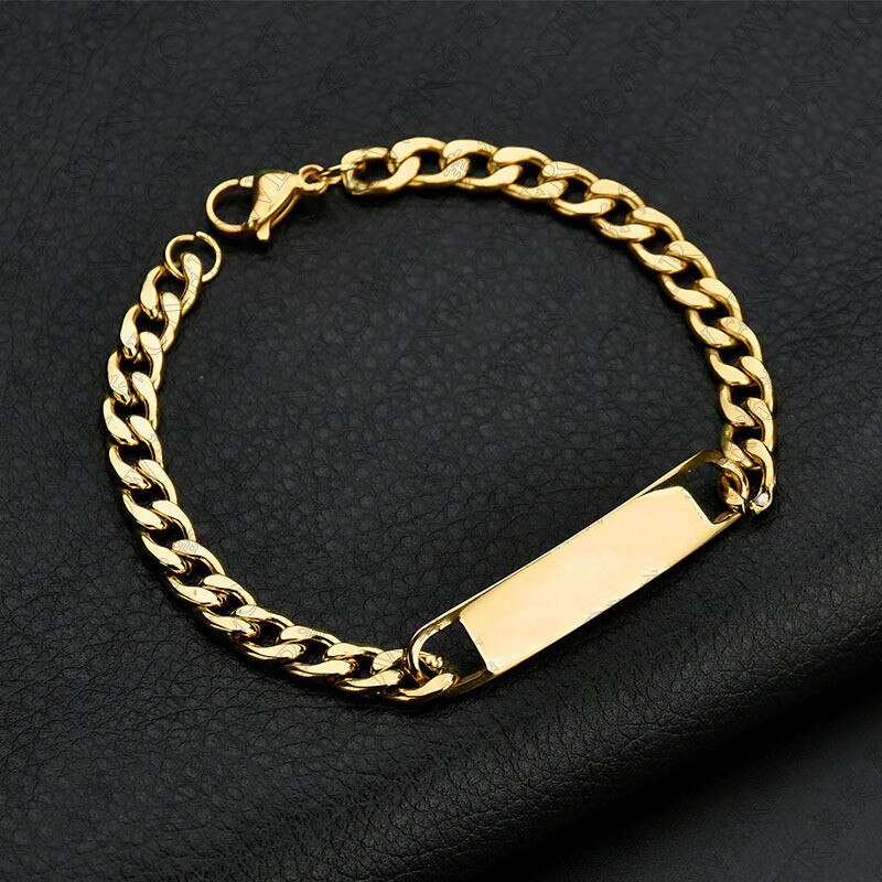 Trendy Chain Mannen Armband Eenvoudige Rvs Charm Link Cubaanse Ketting Armband Voor Mannen Sieraden: gold