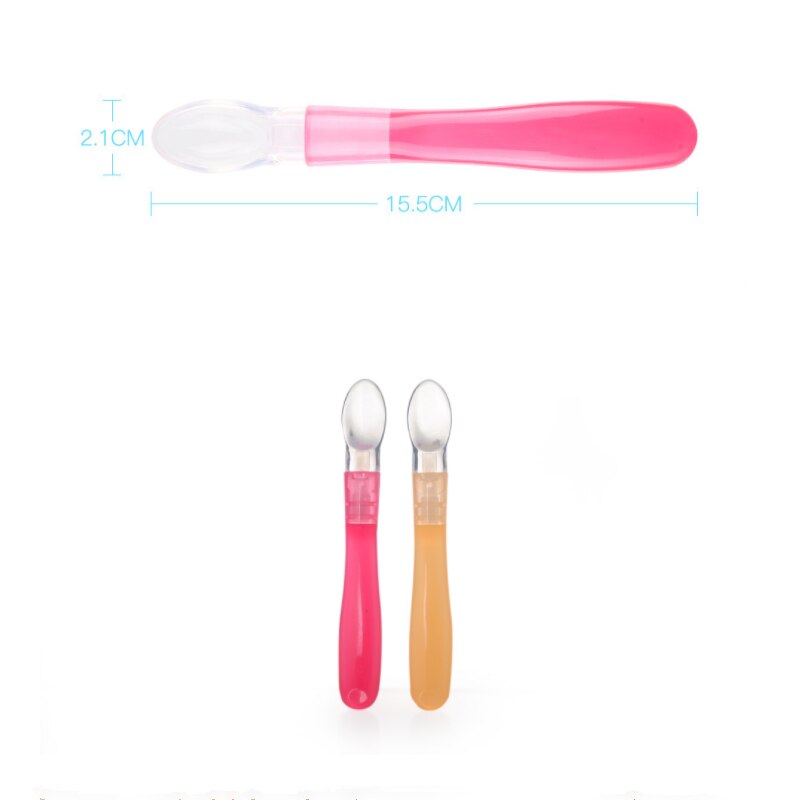 1pc Einfarbig Silikon Fütterung Löffel für Baby Kleinkind Sicherheit Weichen freundlicher Utensilien freundlicher Besteck Geschirr