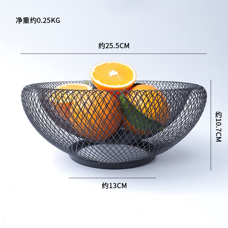 Metal Wire Fruit Bowl, Geometric Shaped Storage Basket for Vegetables Bread Snacks (Black): Silver