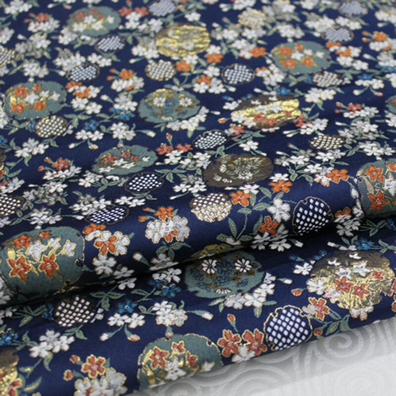 CF78 1 Yard Japanese Style Floral Silk Brocade Jacquard Fabric Kimono Clothing Fabric Korean Style Cushion Cover DIY Fabric