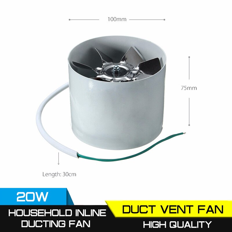 2800R/Min 4 Inch Duct Booster Vent Fan Metal 220V 20W household Inline Ducting Fan Exhaust Ventilation Duct Fan Accessories