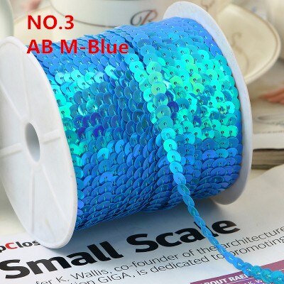 100Yard 6Mm Ab Plating Kleur Spangle Pailletten Lint Op Trim, platte Ronde Sequin Naaien Pailetten String In Roll Voor Wedding Craft: AB M BLUE
