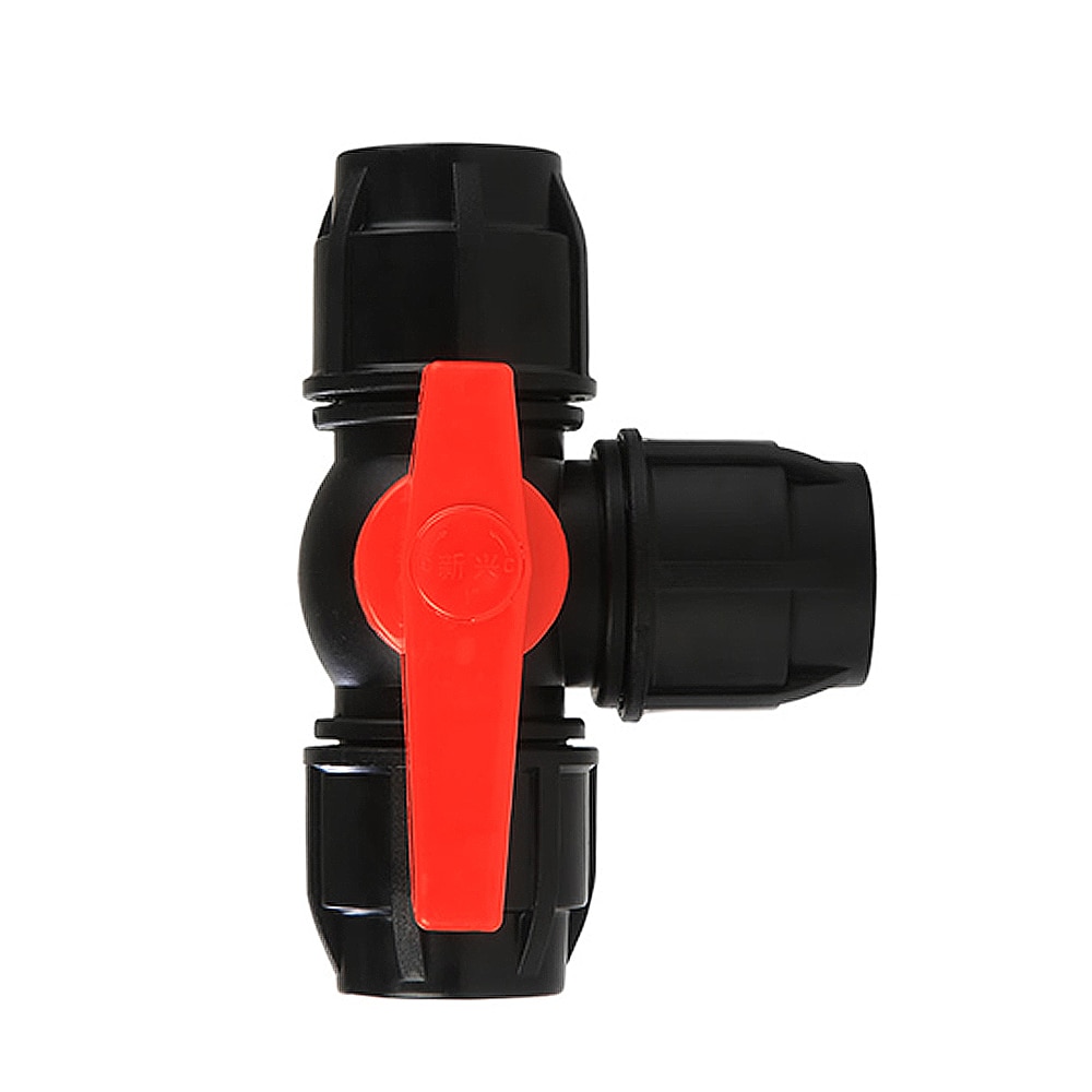 1/2" 3/4" 1" 2" 3/three Way Plastic Ball Valve T-type PE Fast Connection Pipe Quick Union 20/25/32/40/50/63mm