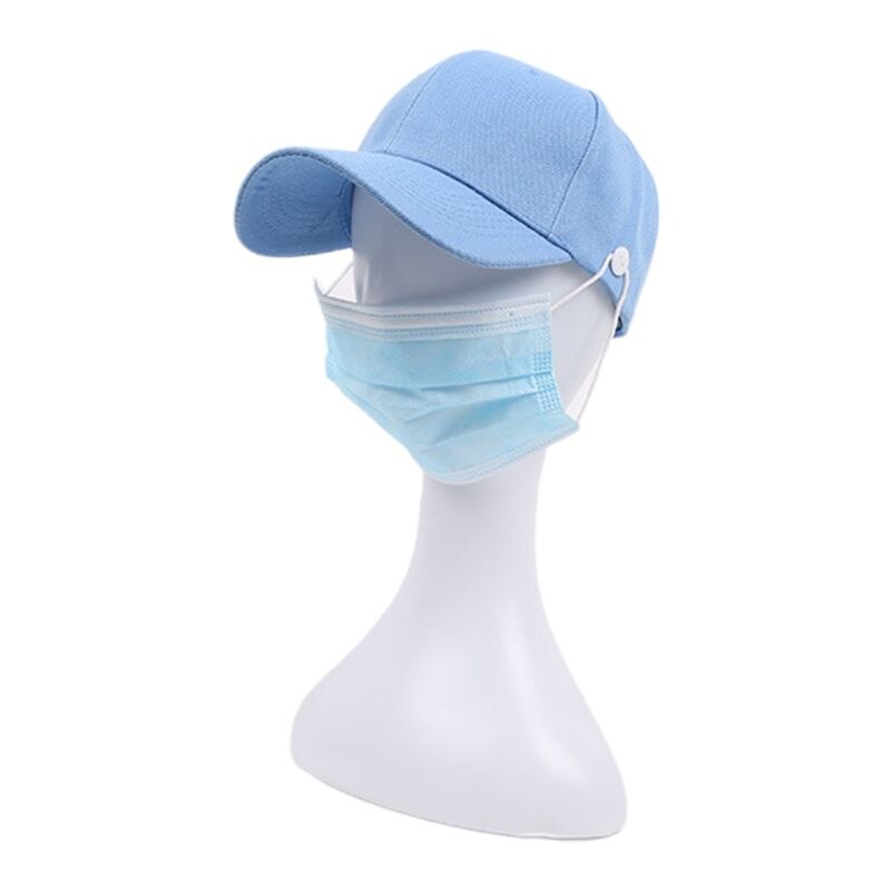 Unisex Heldere Effen Kleur Baseball Cap Met Knoppen Gezichtsmasker Houder Bescherm Oren Outdoor Sport Verstelbare Snapback Hoed: B