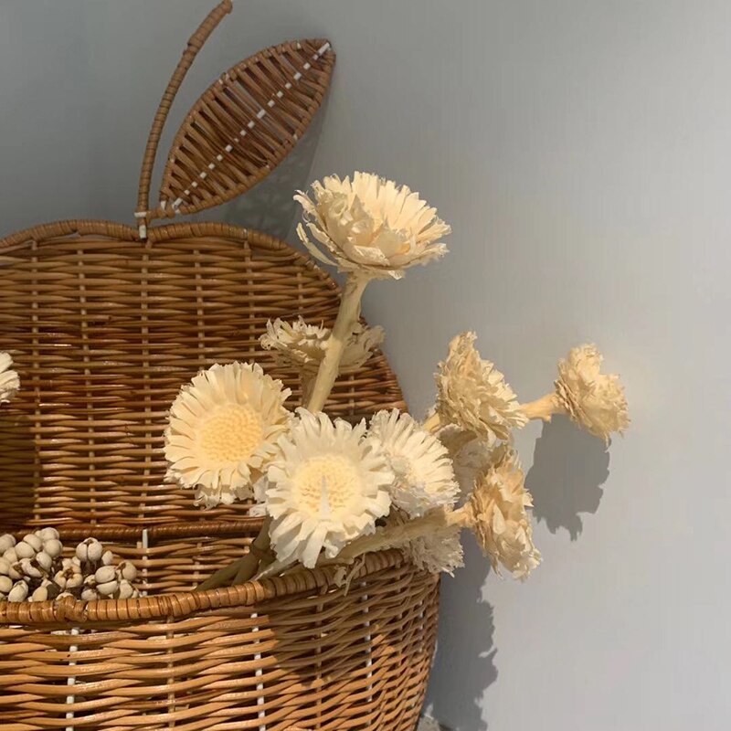 Valkoinen/beige rottinki seinään kiinnitettävä omenasäilytyskori päärynävarasto luonnollinen paju materiaali kudottu säilytystarvikkeet valokuvaus nukke