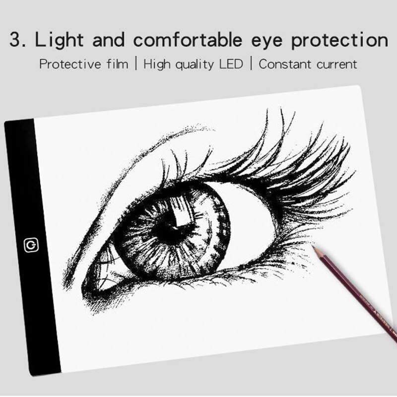 A4 LED Drawing Tablet Digital Pad USB LED Light Copy Board Electronic Art Graphic Painting Table with 3 Level of Dimming