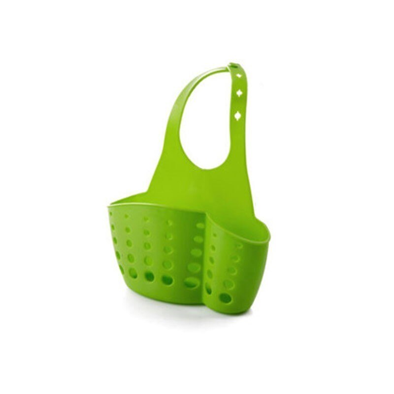 Évier de cuisine éponge stockage suspendu panier réglable bouton pression Type Drain support robinet stockage Drain paniers ménage: green
