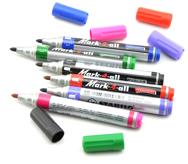 3 Pcs/Lot Stabilo 651Alcohol Ink Permanent Smooth Oil Single Head Mark Pen Whiteboard Pen
