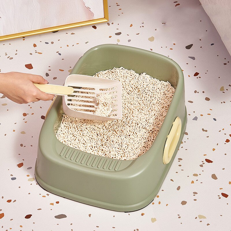 PP Material Double-eared Square Pet Cat Litter Box Anti-splashing Cat Toilet Semi-enclosed Pet Cat Litter Box Tray Accessories