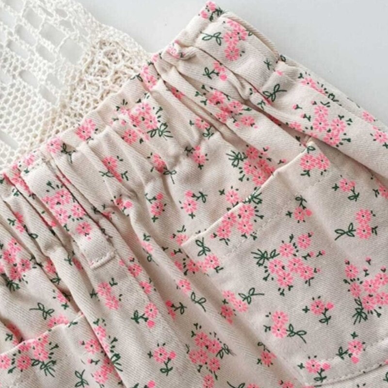 Moda neonata Jean gonna corta stampa floreale neonato bambino gonna di jeans di cotone primavera autunno estate vestiti per bambini 1-7Y