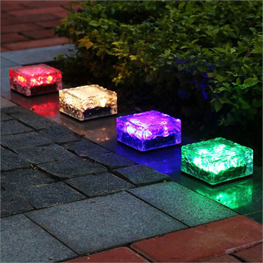 Solar LED Ice Cubes Light 4/6Leds Waterproof Crystal Brick Buried Lamp Outdoor Stair Pathway Driveway Landscape Decorations