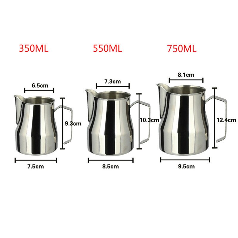Rostfritt stål mjölkskummande kanna tjock kaffe mjölk skummuggar italiensk latte art kanna mjölkkanna skumkopp 350/550/750ml