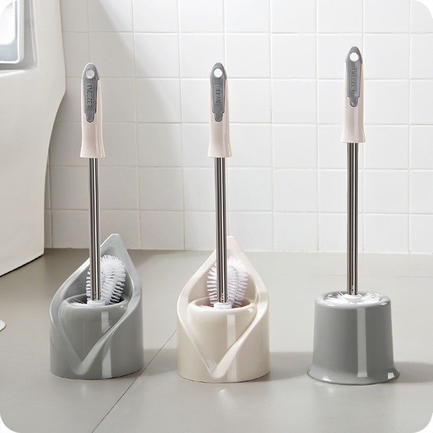 Stainless Steel Toilet Brush Holder Set With Base Cleaning Home Bathroom Hardware Kitchen Handheld Tool Cleaner Multi-function