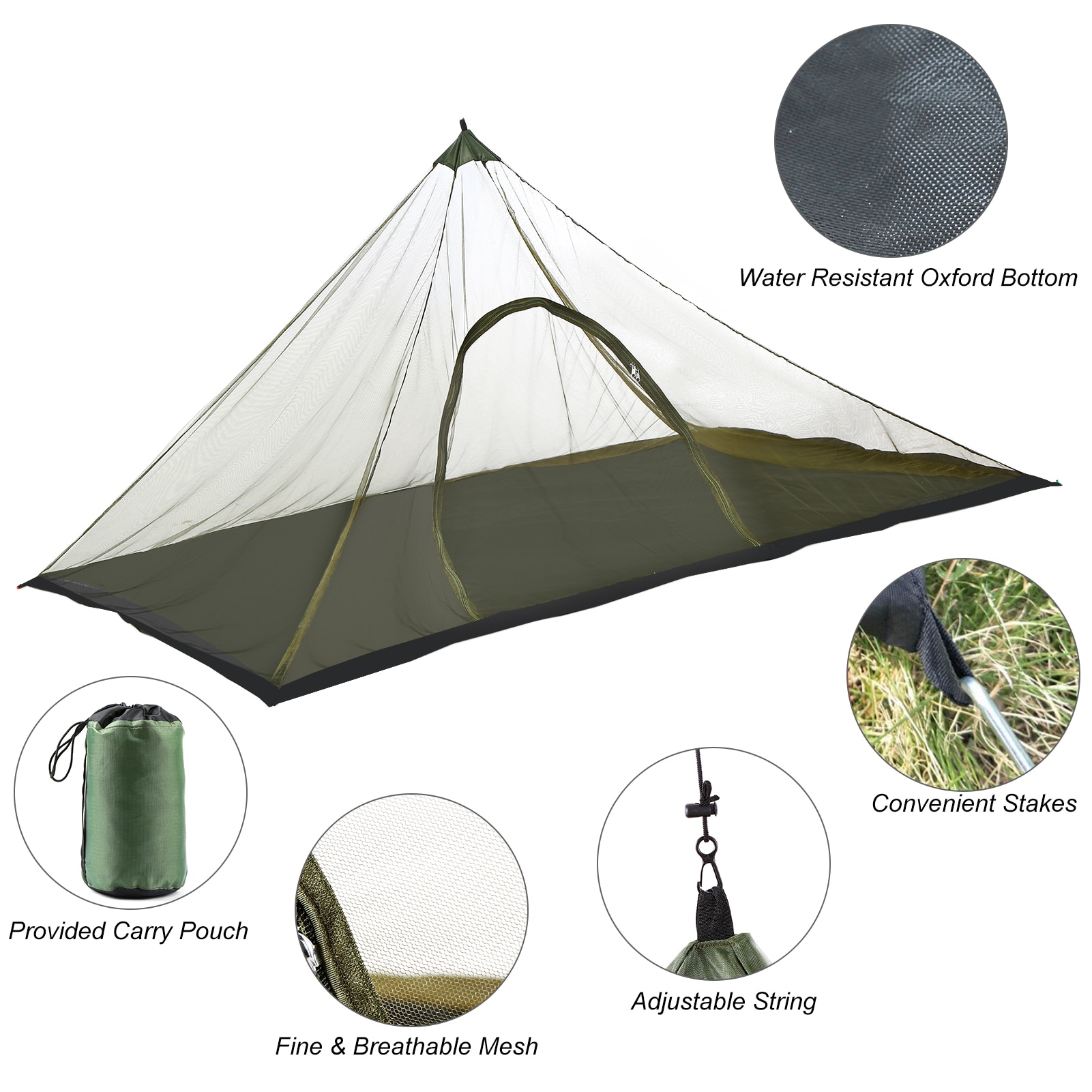 Outdoor-camping-strandzelt mit tragetasche, insektenschutznetz, netzzelt, rucksack-, wander- und campingausrüstung