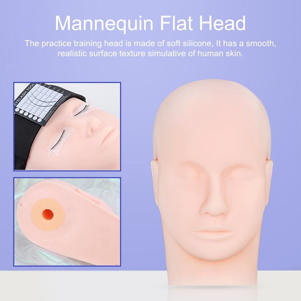 Mannequin Flat Head For Eyelash Grafted Training Practice Head Silicone Eyelashes Extension Practice Model