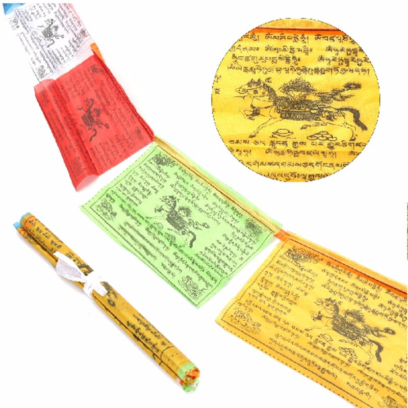 Banderas religiosos budista tibetano, suministros con estampado a color, Bandera de oración, seda Artificial, Tíbet, Lung, Ta, Banner, 3 tamaños